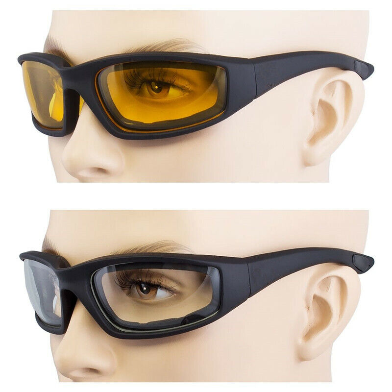 3 Pair Motorcycle Sports Padded Biker Riding Glasses Wind Resistant Sunglasses